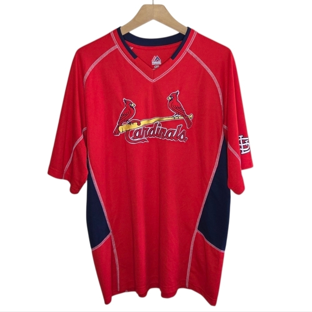 Majestic | St. Louis Cardinals Baseball Short Sleeve Jersey Style Shirt Large